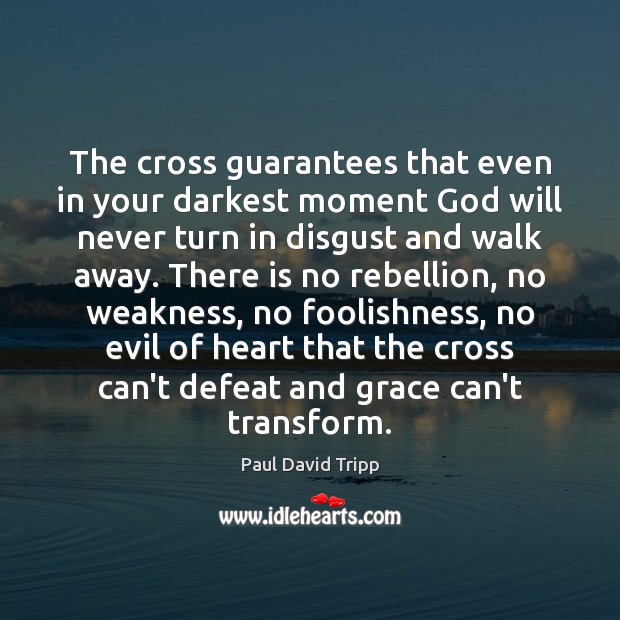 The cross guarantees that even in your darkest moment God will never Paul David Tripp Picture Quote
