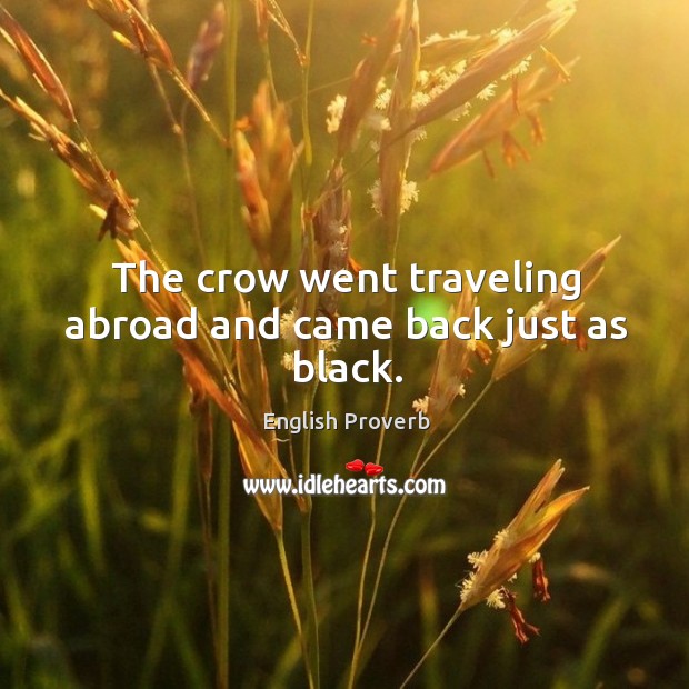 The crow went traveling abroad and came back just as black. English Proverbs Image