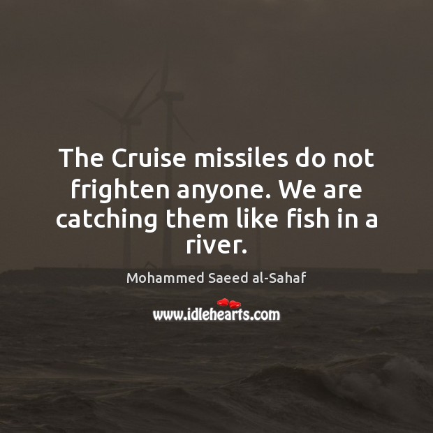 The Cruise missiles do not frighten anyone. We are catching them like fish in a river. Image