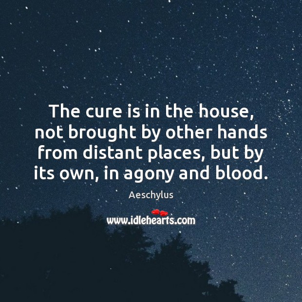 The cure is in the house, not brought by other hands from Aeschylus Picture Quote