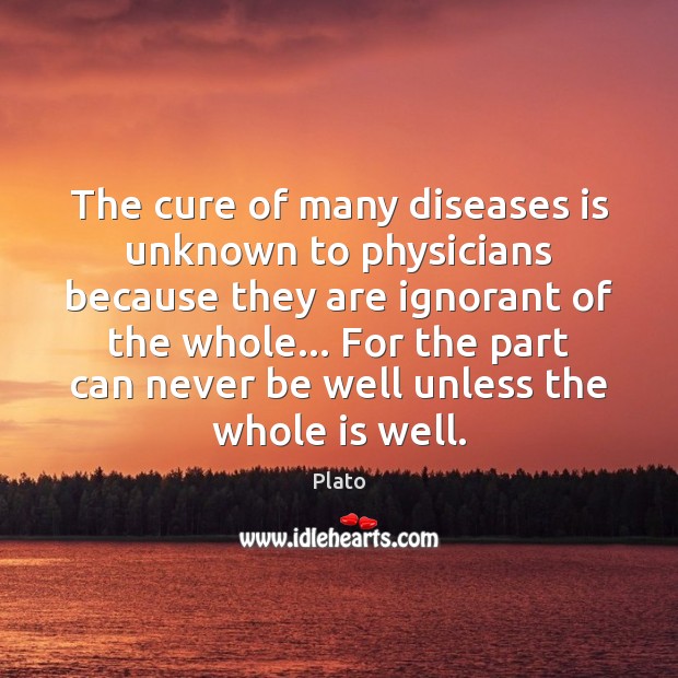 The cure of many diseases is unknown to physicians because they are Plato Picture Quote