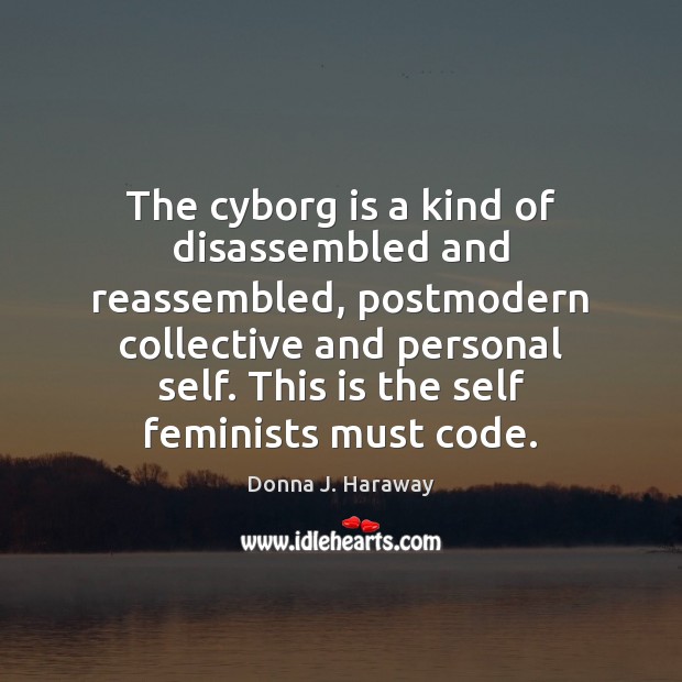 The cyborg is a kind of disassembled and reassembled, postmodern collective and Donna J. Haraway Picture Quote
