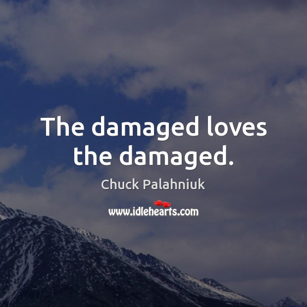 The damaged loves the damaged. Chuck Palahniuk Picture Quote