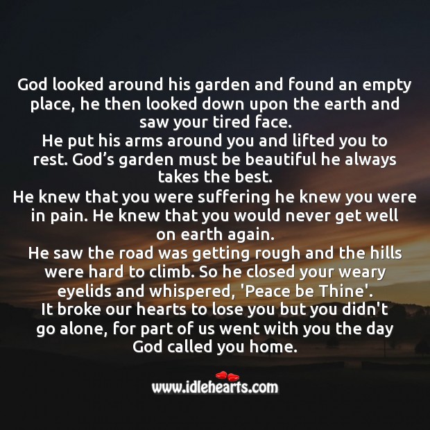 The day God called you home. Missing You Quotes Image