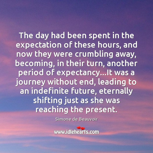 The day had been spent in the expectation of these hours, and Simone de Beauvoir Picture Quote
