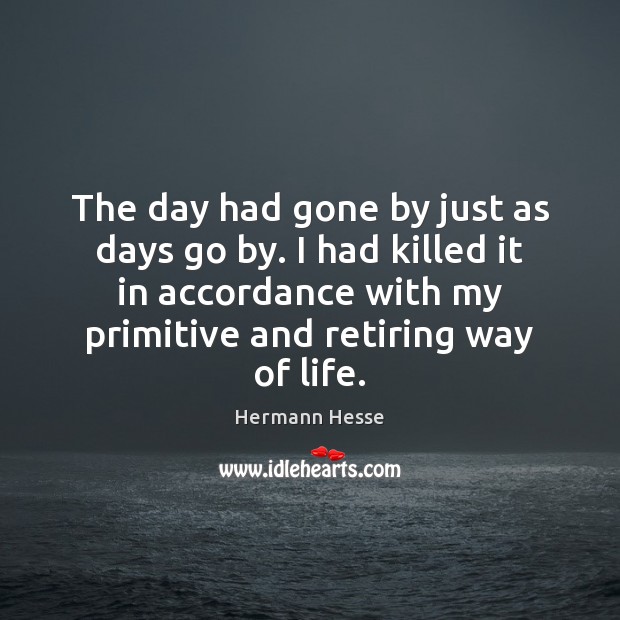 The day had gone by just as days go by. I had Hermann Hesse Picture Quote