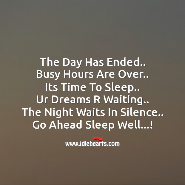 The day has ended.. Good Night Messages Image