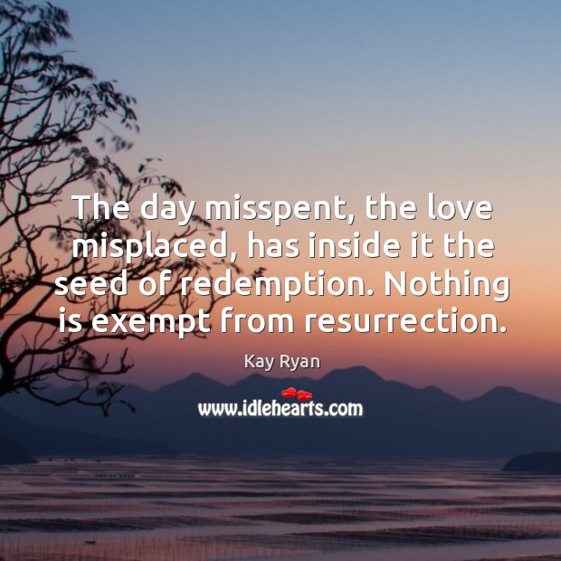 The day misspent, the love misplaced, has inside it the seed of Kay Ryan Picture Quote