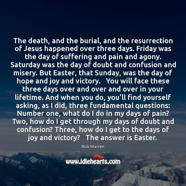 The death, and the burial, and the resurrection of Jesus happened over Easter Quotes Image