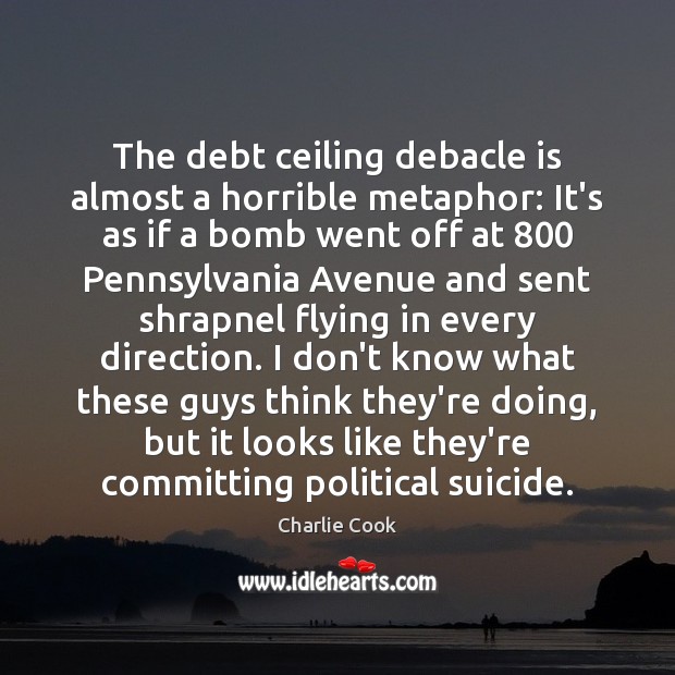 The debt ceiling debacle is almost a horrible metaphor: It’s as if Charlie Cook Picture Quote