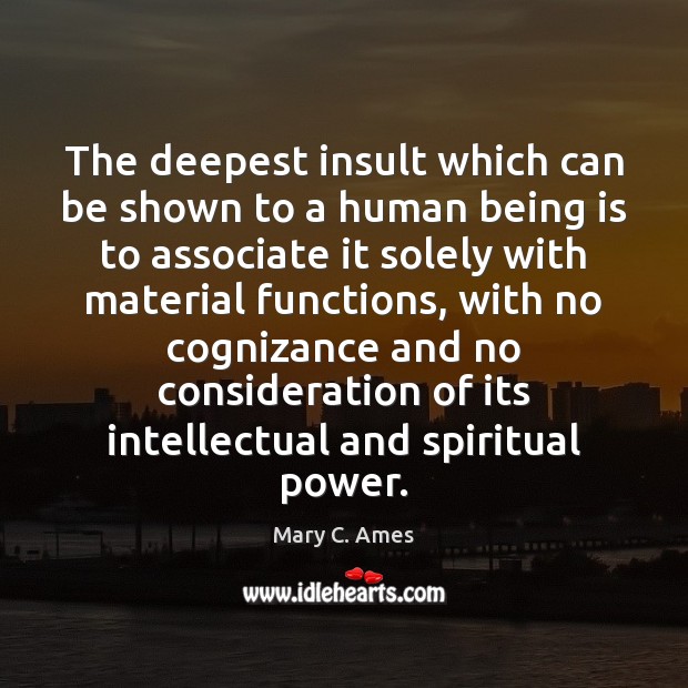 The deepest insult which can be shown to a human being is Mary C. Ames Picture Quote