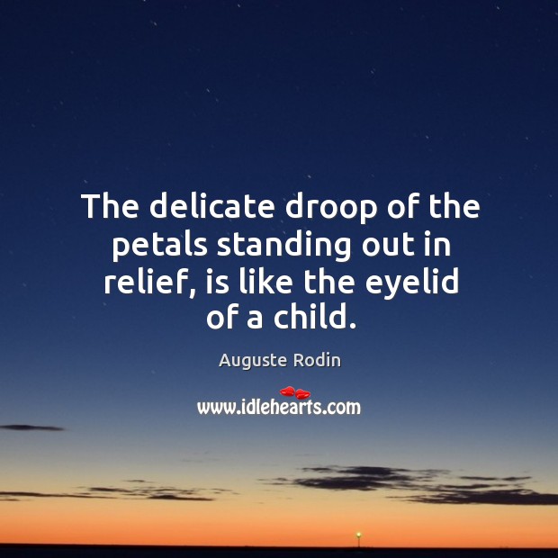 The delicate droop of the petals standing out in relief, is like the eyelid of a child. Auguste Rodin Picture Quote