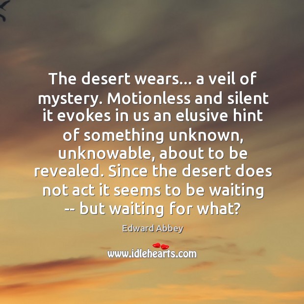 The desert wears… a veil of mystery. Motionless and silent it evokes Image