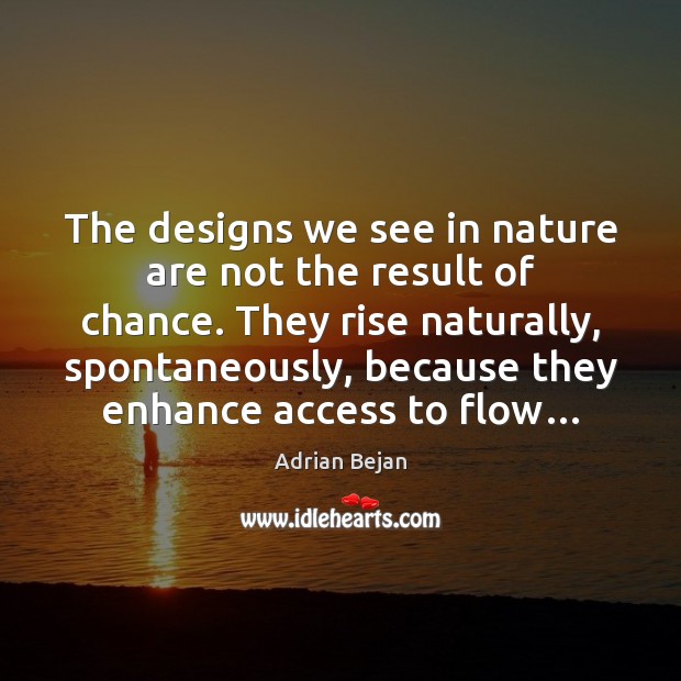 The designs we see in nature are not the result of chance. Adrian Bejan Picture Quote