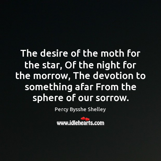 The desire of the moth for the star, Of the night for Percy Bysshe Shelley Picture Quote