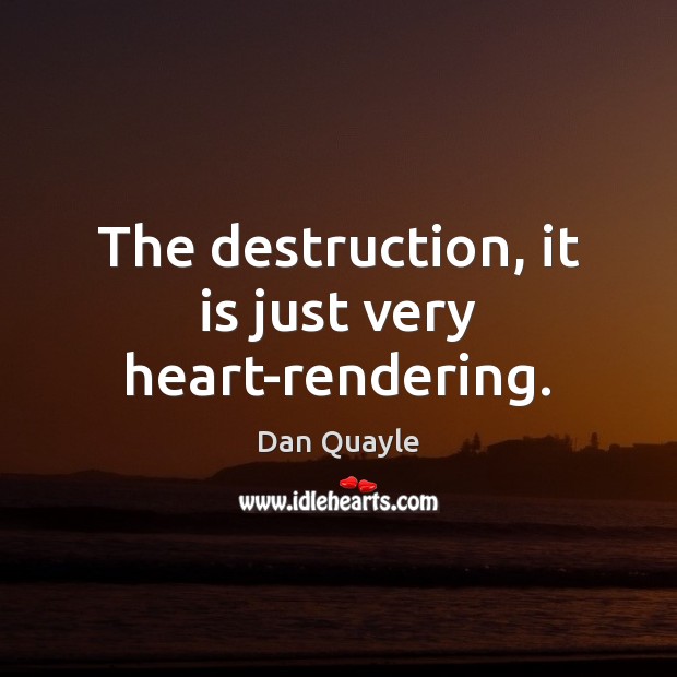 The destruction, it is just very heart-rendering. Dan Quayle Picture Quote