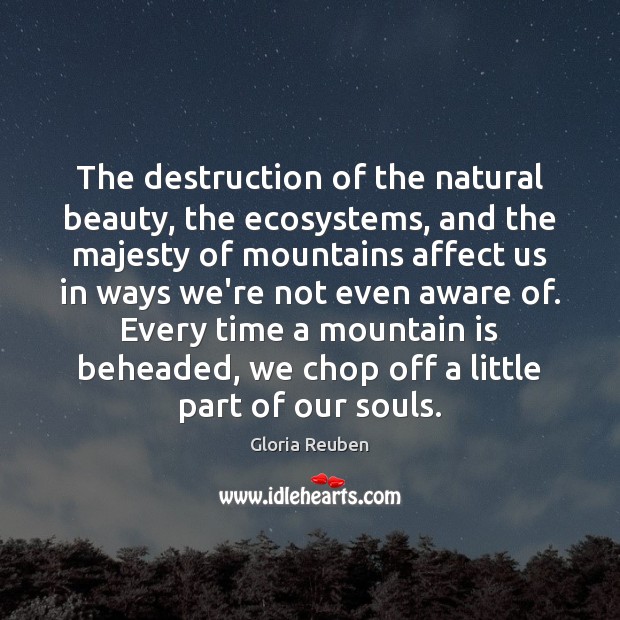 The destruction of the natural beauty, the ecosystems, and the majesty of Image