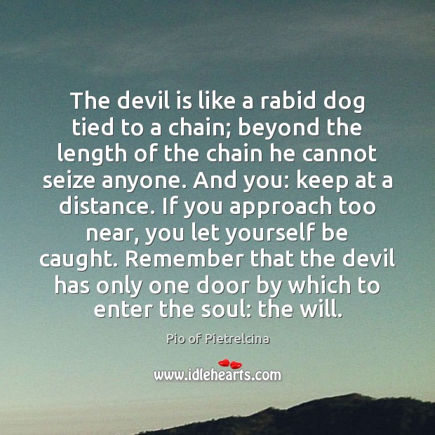 The devil is like a rabid dog tied to a chain; beyond Pio of Pietrelcina Picture Quote