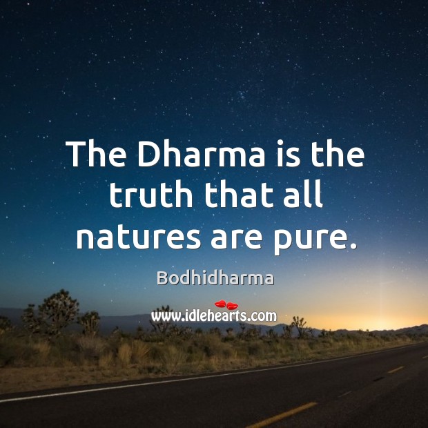The dharma is the truth that all natures are pure. Bodhidharma Picture Quote