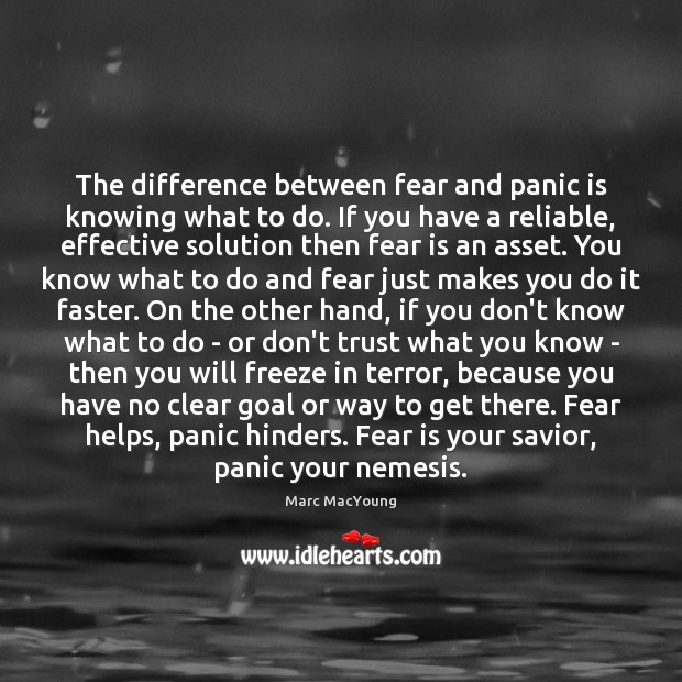 The difference between fear and panic is knowing what to do. If Marc MacYoung Picture Quote