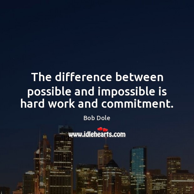 The difference between possible and impossible is hard work and commitment. Image