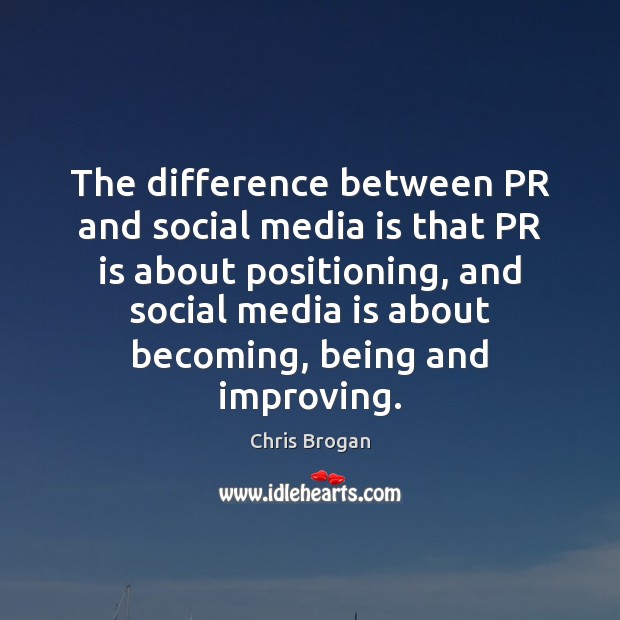The difference between PR and social media is that PR is about Social Media Quotes Image