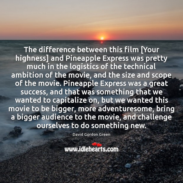 The difference between this film [Your highness] and Pineapple Express was pretty Image