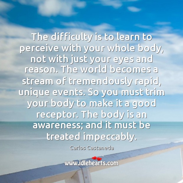 The difficulty is to learn to perceive with your whole body, not Image