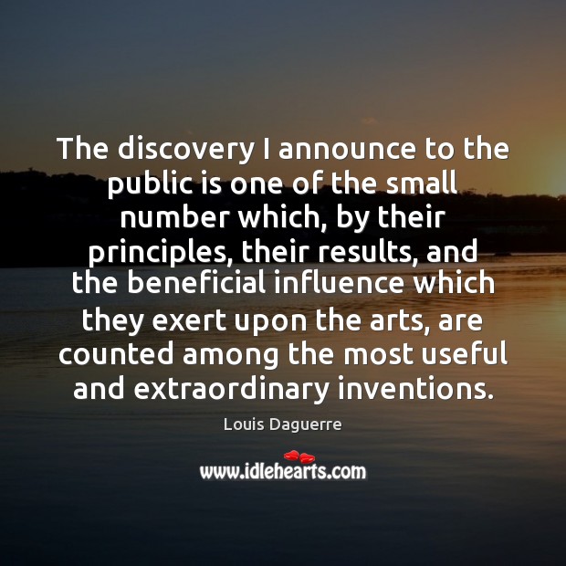 The discovery I announce to the public is one of the small Image