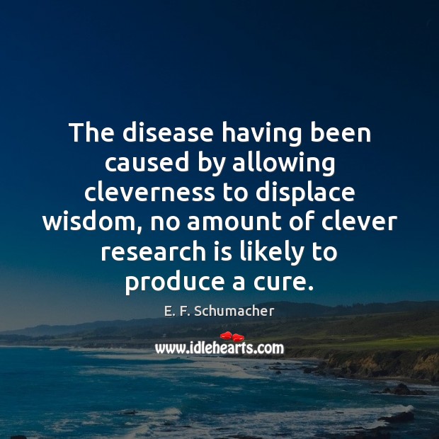 The disease having been caused by allowing cleverness to displace wisdom, no E. F. Schumacher Picture Quote