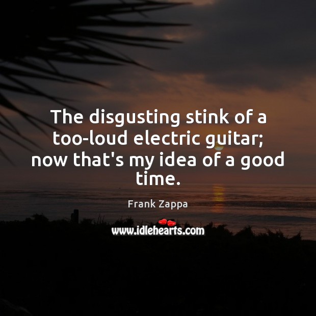 The disgusting stink of a too-loud electric guitar; now that’s my idea of a good time. Frank Zappa Picture Quote