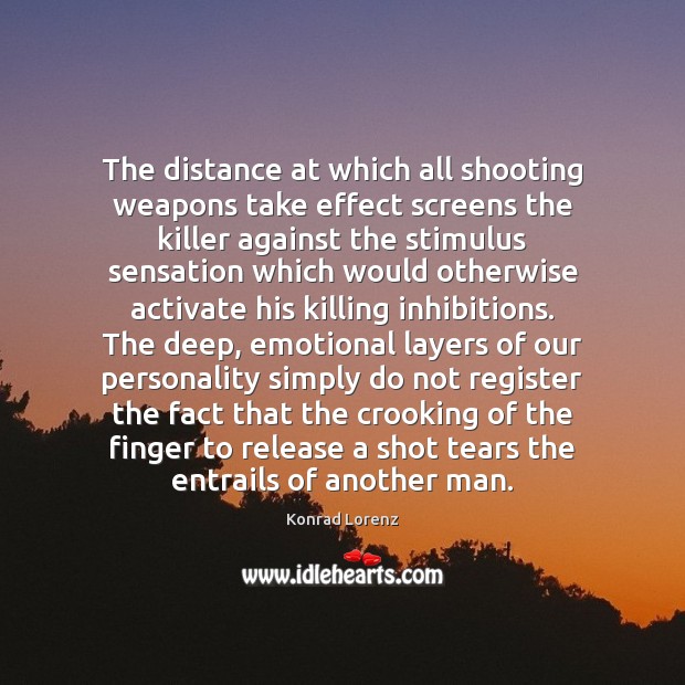 The distance at which all shooting weapons take effect screens the killer Konrad Lorenz Picture Quote