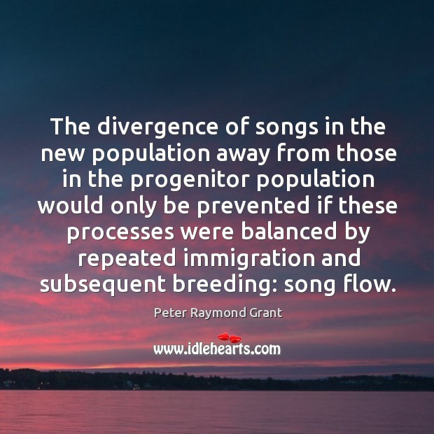 The divergence of songs in the new population away from those in the progenitor Image