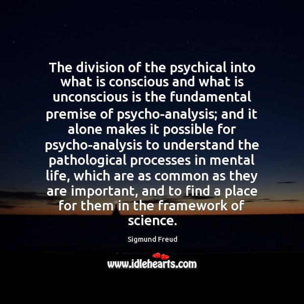 The division of the psychical into what is conscious and what is 