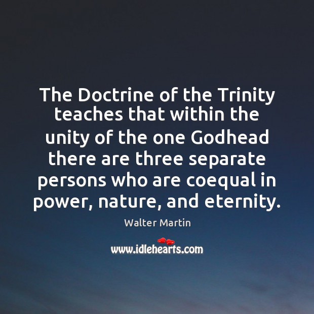 The Doctrine of the Trinity teaches that within the unity of the Image