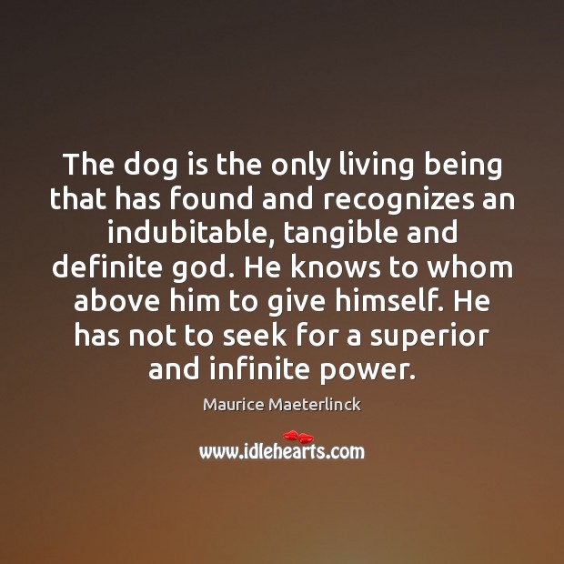 The dog is the only living being that has found and recognizes Maurice Maeterlinck Picture Quote