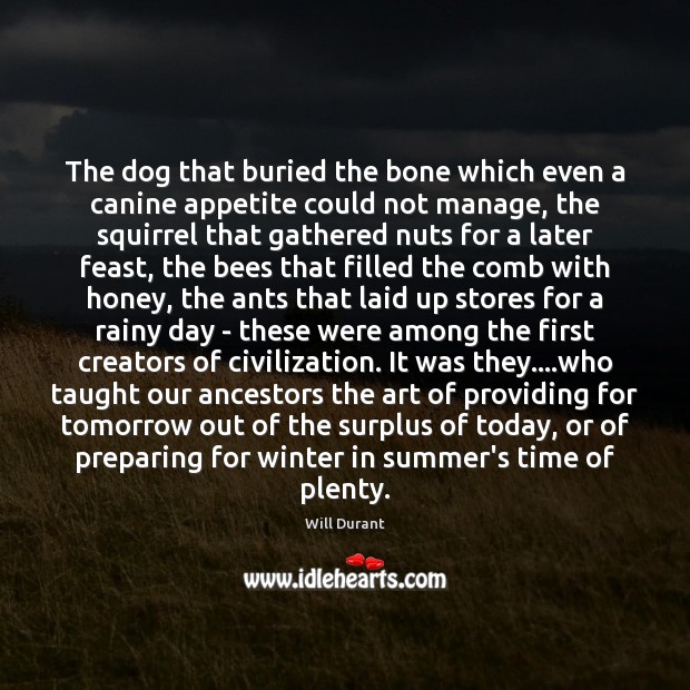 The dog that buried the bone which even a canine appetite could Will Durant Picture Quote
