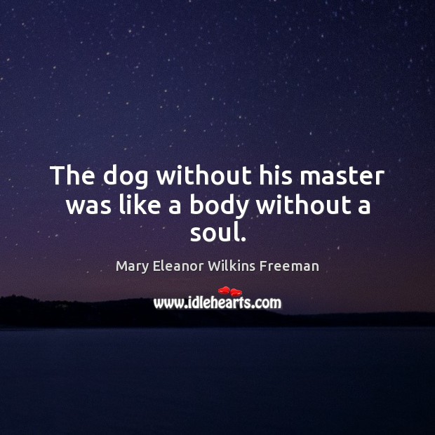 The dog without his master was like a body without a soul. Mary Eleanor Wilkins Freeman Picture Quote