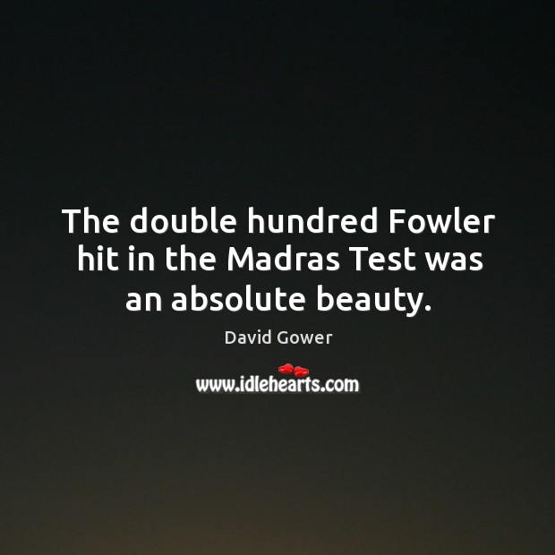 The double hundred fowler hit in the madras test was an absolute beauty. David Gower Picture Quote