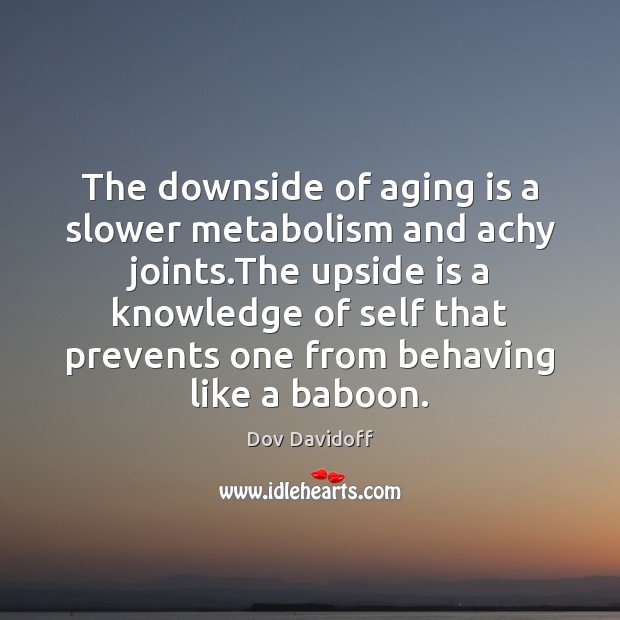 The downside of aging is a slower metabolism and achy joints.The Dov Davidoff Picture Quote
