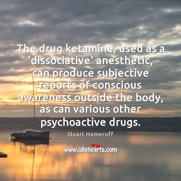 The drug ketamine, used as a ‘dissociative’ anesthetic, can produce subjective reports Stuart Hameroff Picture Quote