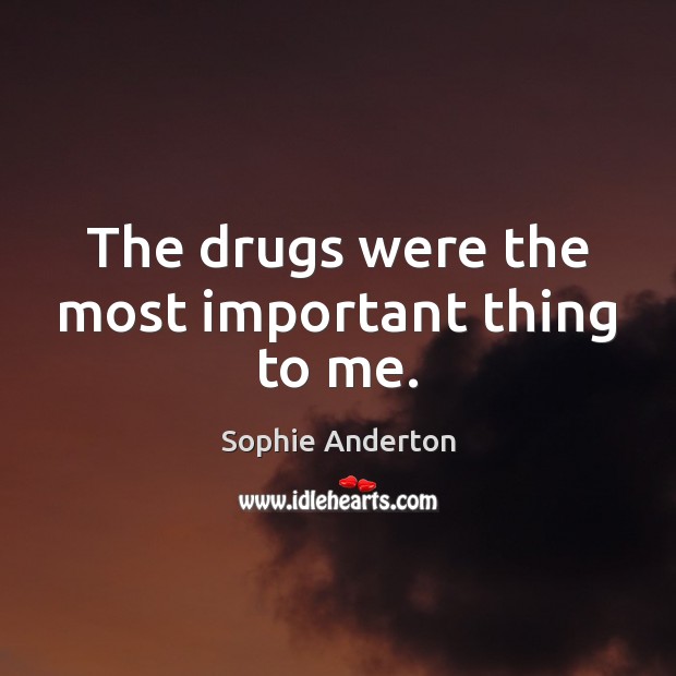 The drugs were the most important thing to me. Sophie Anderton Picture Quote