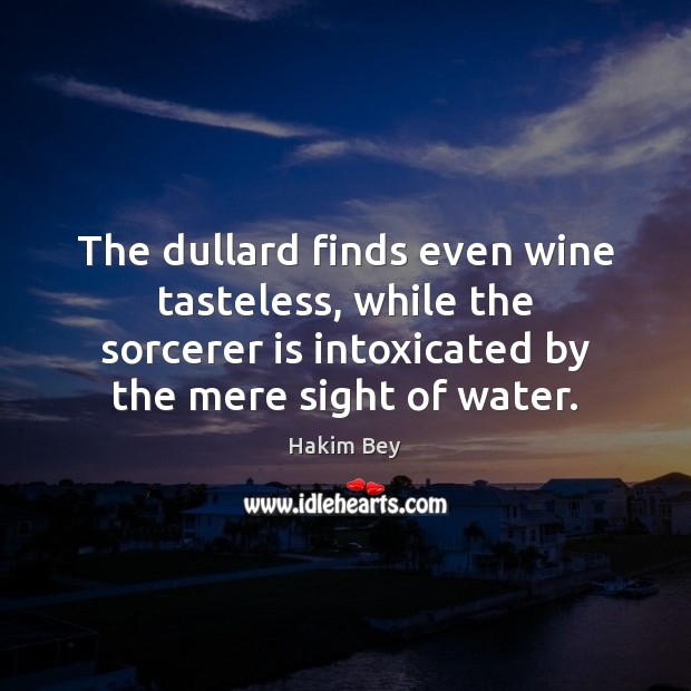 The dullard finds even wine tasteless, while the sorcerer is intoxicated by Hakim Bey Picture Quote