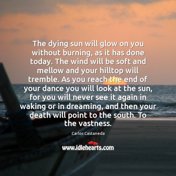 The dying sun will glow on you without burning, as it has Dreaming Quotes Image