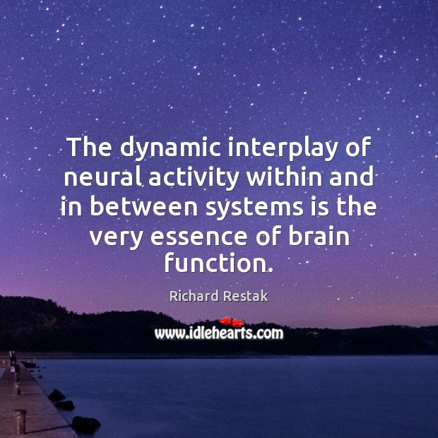 The dynamic interplay of neural activity within and in between systems is Richard Restak Picture Quote