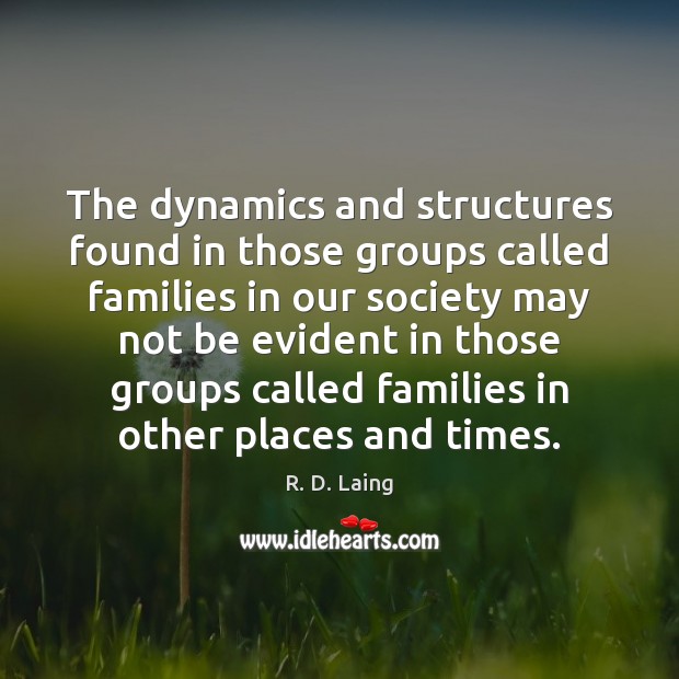 The dynamics and structures found in those groups called families in our R. D. Laing Picture Quote