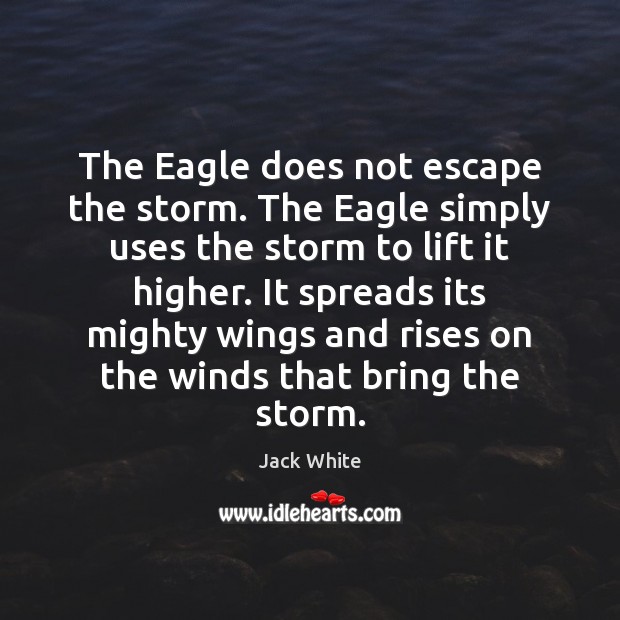 The Eagle does not escape the storm. The Eagle simply uses the Jack White Picture Quote