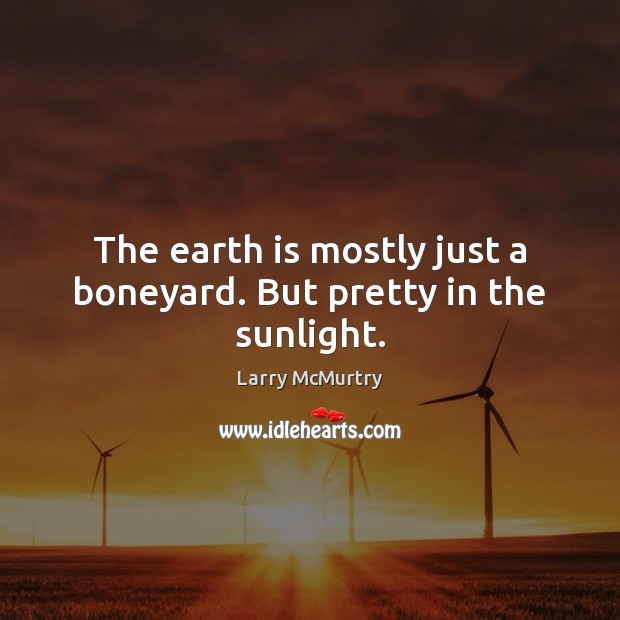 The earth is mostly just a boneyard. But pretty in the sunlight. Larry McMurtry Picture Quote