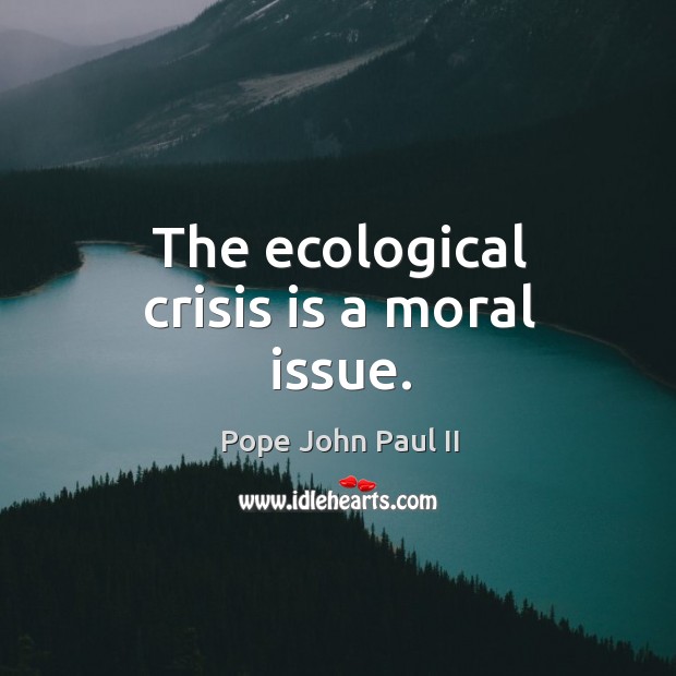 The ecological crisis is a moral issue. Pope John Paul II Picture Quote
