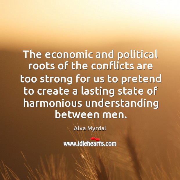 The economic and political roots of the conflicts are too strong for us to pretend to create Image